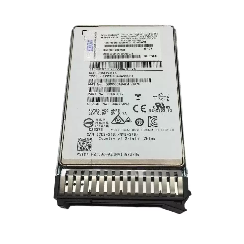 IBM 00E8693 387GB SAS 12Gb/s eMLC 2.5-inch Solid State Drive with Tray for Power7 Server