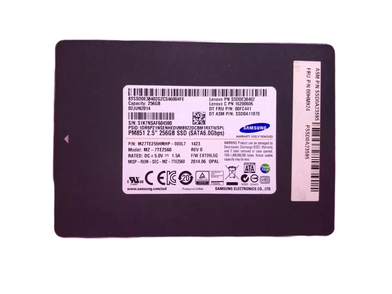 IBM 00HM924 256GB SATA 6Gb/s 3D NAND TLC 2.5-inch Solid State Drive