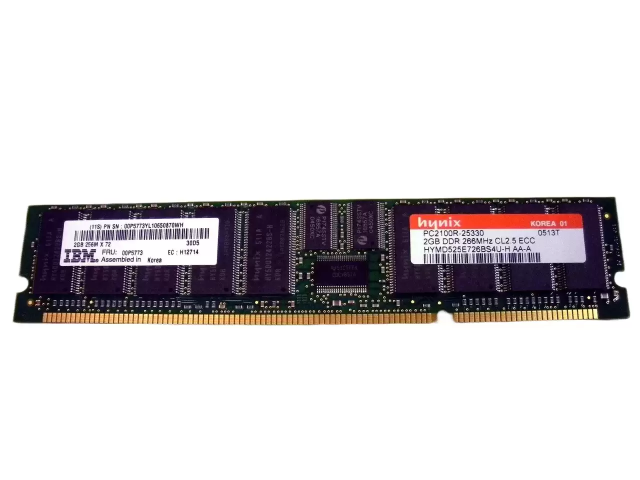 IBM 00P5773 8GB 1600MHz DDR3 PC3-12800 ECC Registered CL11 240-Pin DIMM 1.35V Dual Rank Memory Module