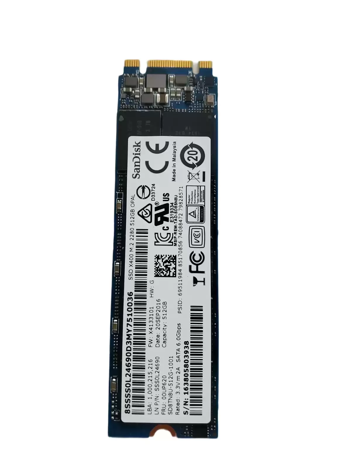 IBM 00UP620 512GB SATA 6Gb/s 3D NAND TLC TCG Opal 2.0 M.2 2280 Solid State Drive