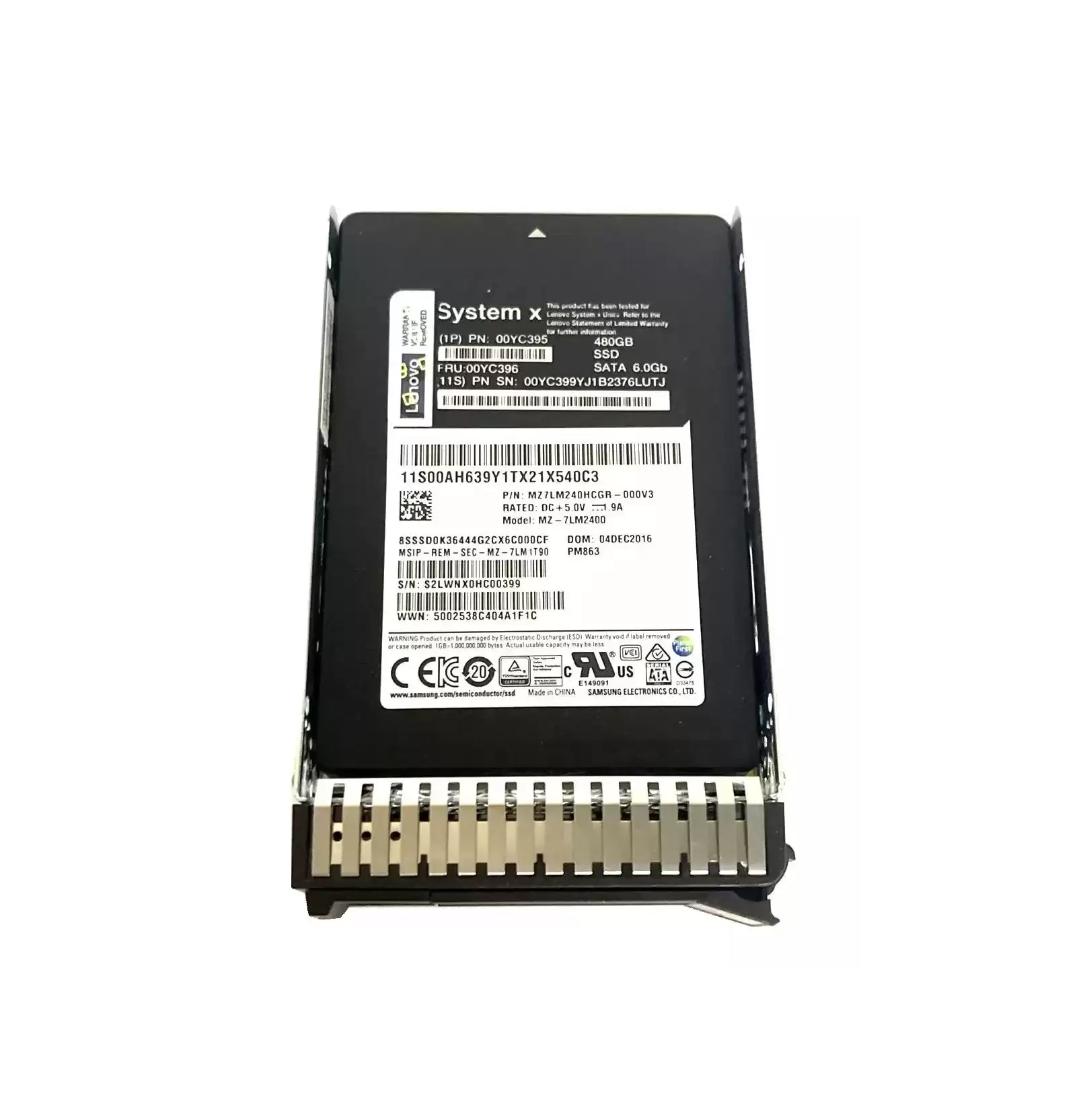 IBM 00YC395 480GB SATA 6Gb/s Hot Swap MLC 2.5-inch Solid State Drive with Tray for System x3500 and x3650 M5