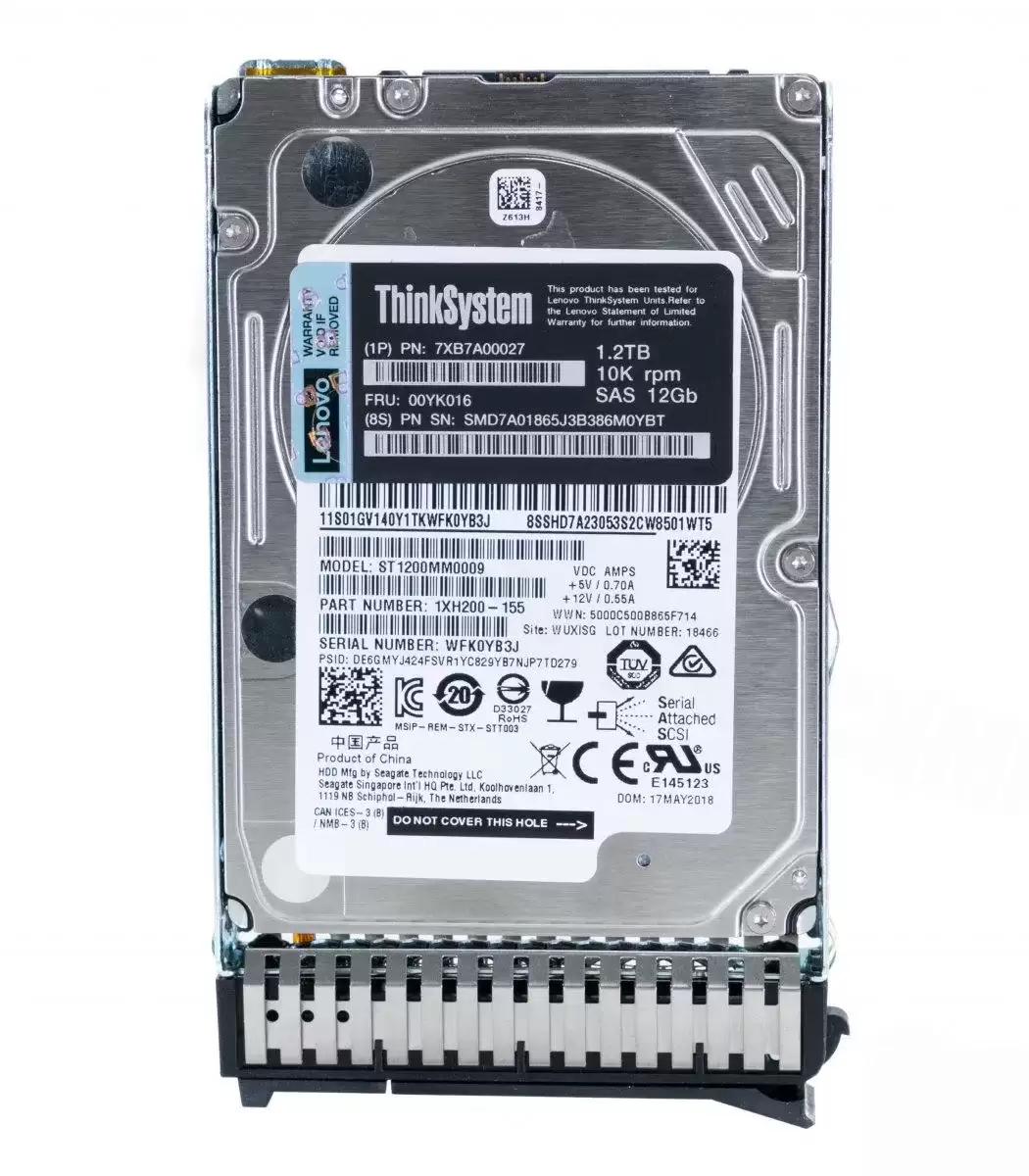 IBM 00YK016 1.2TB SAS 12Gb/s Hot Swap 10000RPM (512n) 2.5-inch Internal Hard Drive with Tray for ThinkSystem