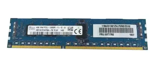 IBM 03T7752 4GB 1600MHz DDR3 PC3?12800 ECC Registered DIMM CL11 240?Pin 1.35V Single Rank x8 Memory Module