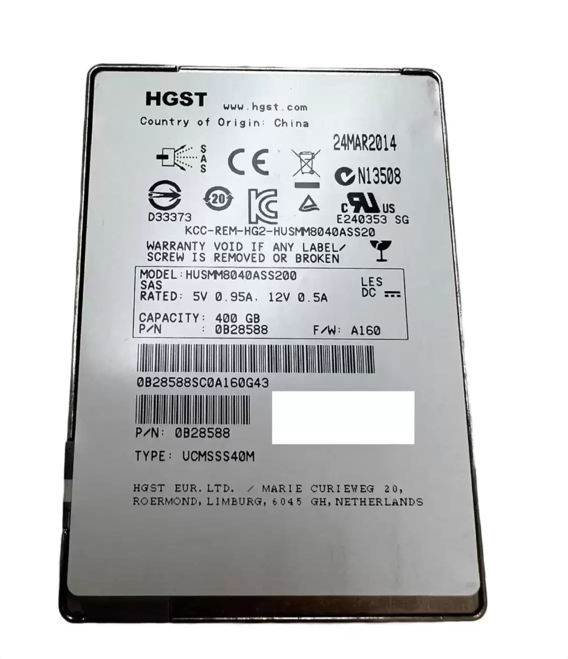 HGST 0B28588 Ultrastar SSD800MM 400GB SAS 12Gb/s 2D NAND MLC 3.5-inch Solid State Drive
