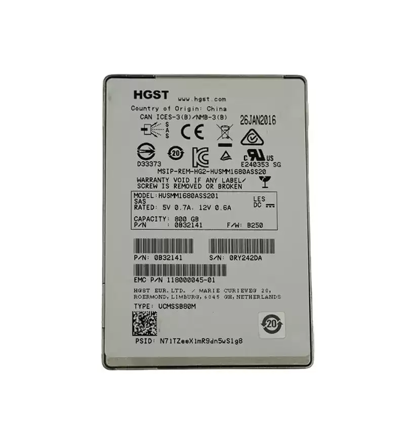 HGST 0B32141 SSD1600MM Series 800GB SAS 12Gb/s 2D NAND MLC (AES-256 / TCG Enterprise) 2.5-inch Solid State Drive