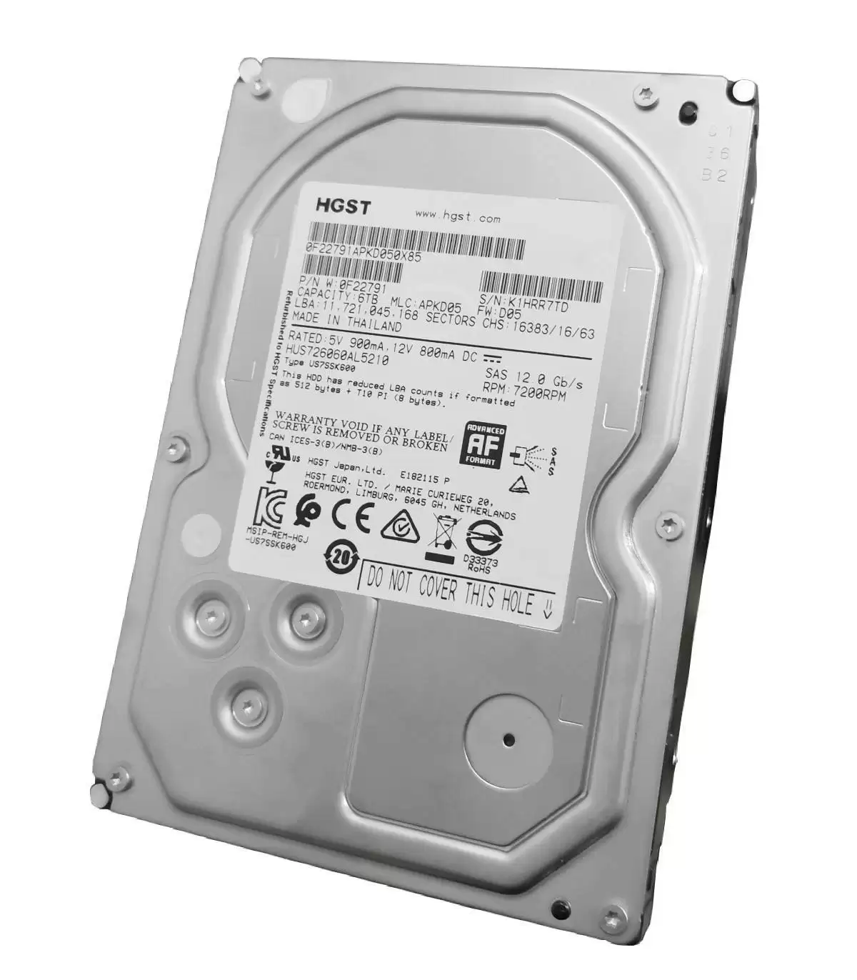 IBM 0F22791 Ultrastar 7K6000 6TB SAS 12Gb/s 7200RPM 128MB Cache (512e/ISE) 3.5-inch Internal Hard Drive