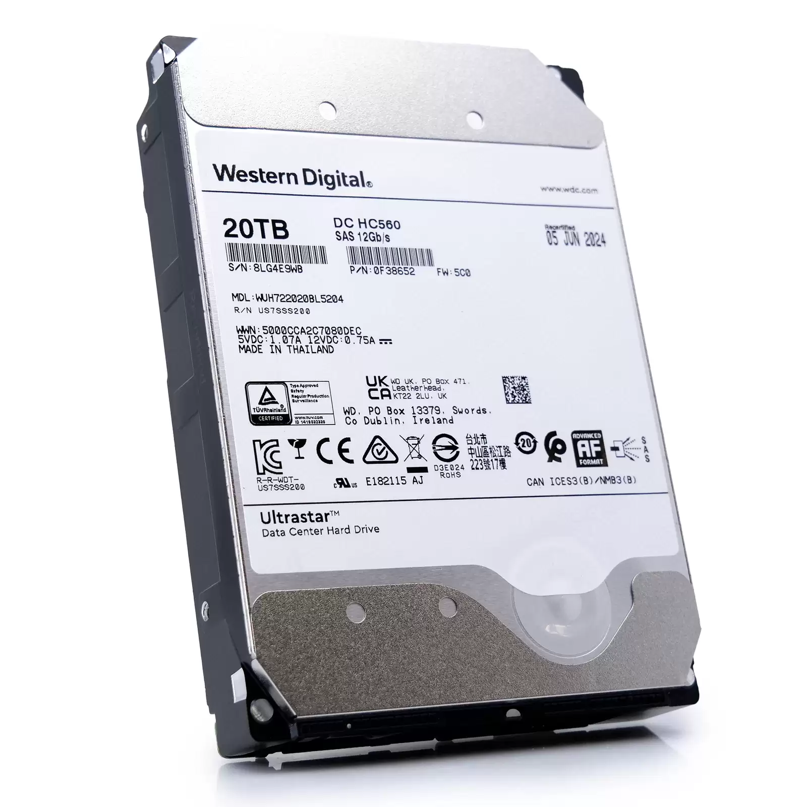 HGST 0F38652 Ultrastar DC HC560 20TB SAS 12Gb/s 7200RPM 512MB Cache (512e / SE) 3.5-inch Internal Hard Drive