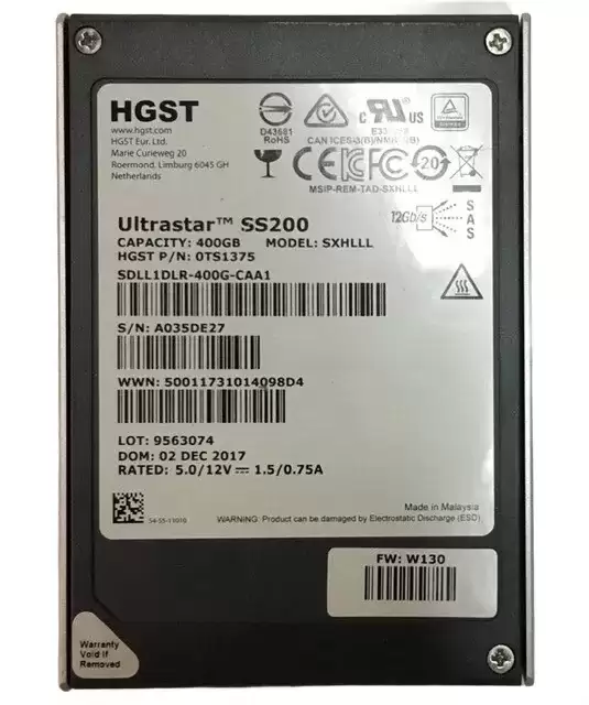 HGST 0TS1375 Ultrastar SS200 400GB SAS 12Gb/s Mixed-Use MLC 2.5-inch Solid State Drive