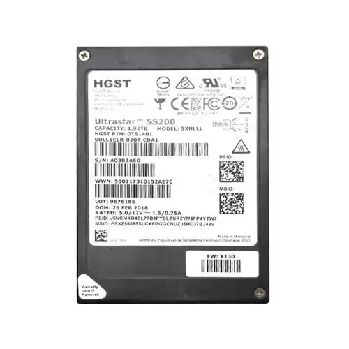 HGST 0TS1401 Ultrastar SS200 1.92TB SAS 12Gb/s Read Intensive MLC 2.5-inch Solid State Drive