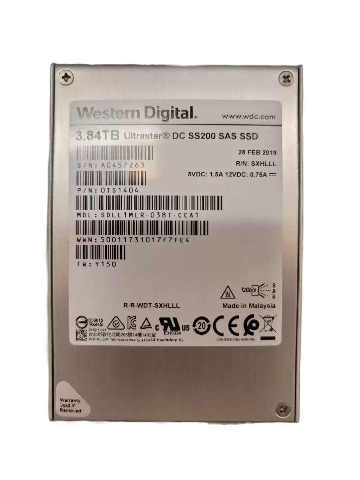HGST 0TS1404 Ultrastar SS200 3.84TB SAS 12Gb/s Read Intensive MLC (SE) 2.5-inch Solid State Drive