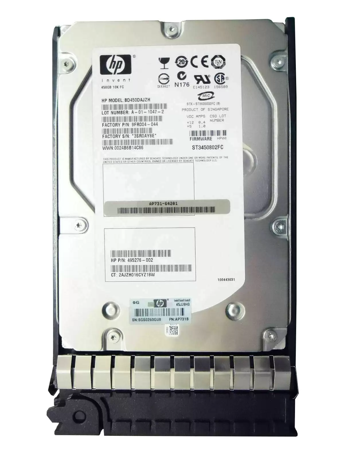HPE 518736-001 450GB Fibre Channel 4Gb/s Dual Port Hot Swap 10000RPM 3.5-inch Internal Hard Drive for StorageWorks EVA3000