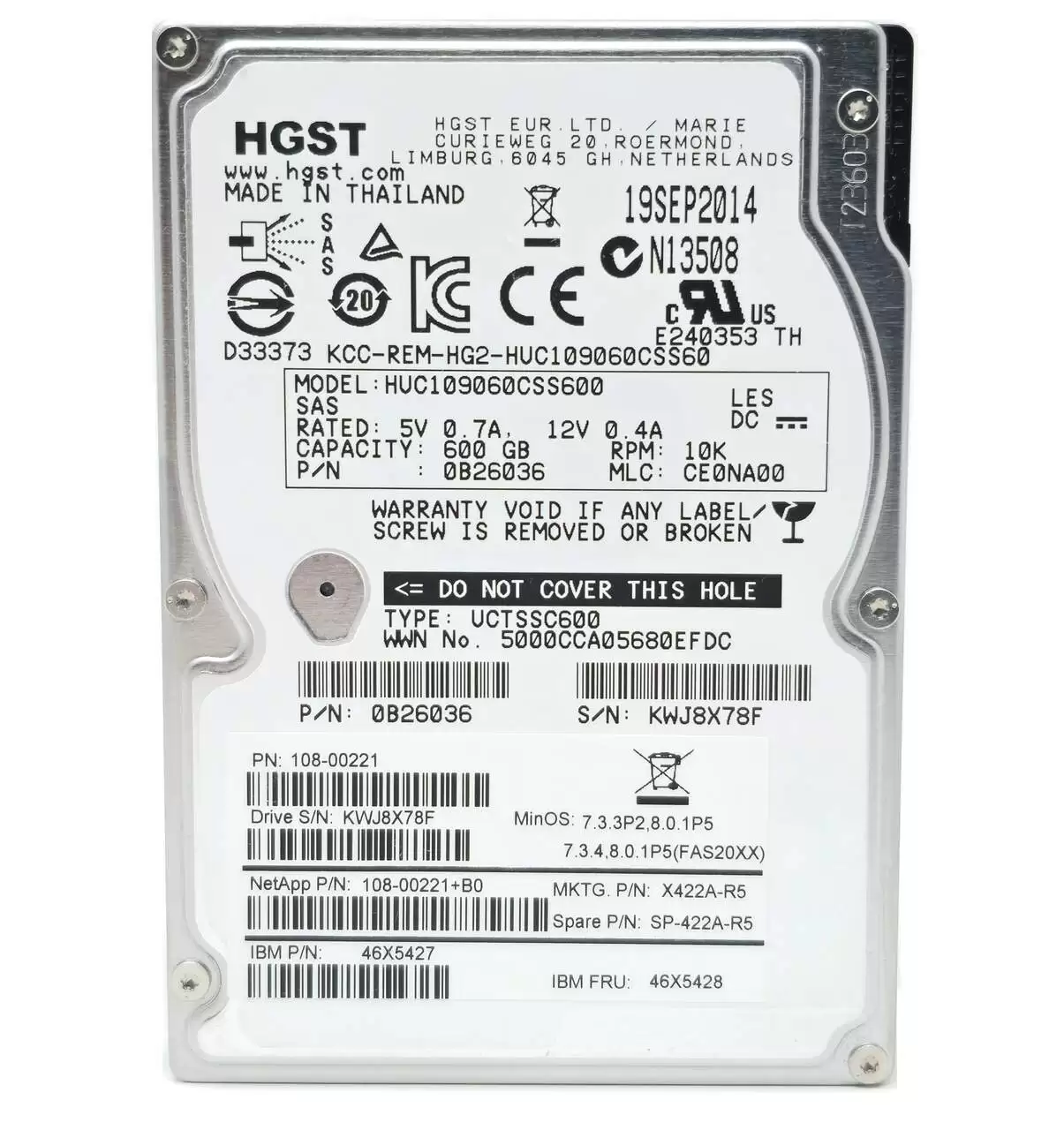 HGST 0B27256 Ultrastar C10K900 600GB SAS 6Gb/s 10000RPM 64MB Cache 2.5inch Internal Hard Drive