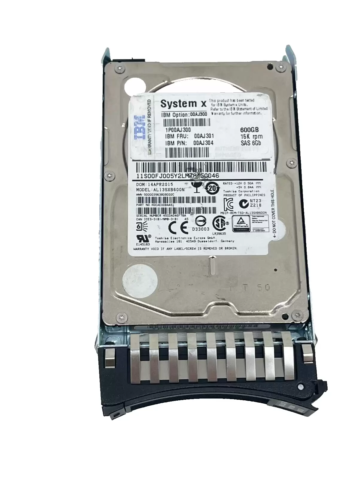 Toshiba AL13SXB600N Enterprise Performance 600GB SAS 6Gb/s 15000RPM 64MB Cache (512n) 2.5-inch Internal Hard Drive