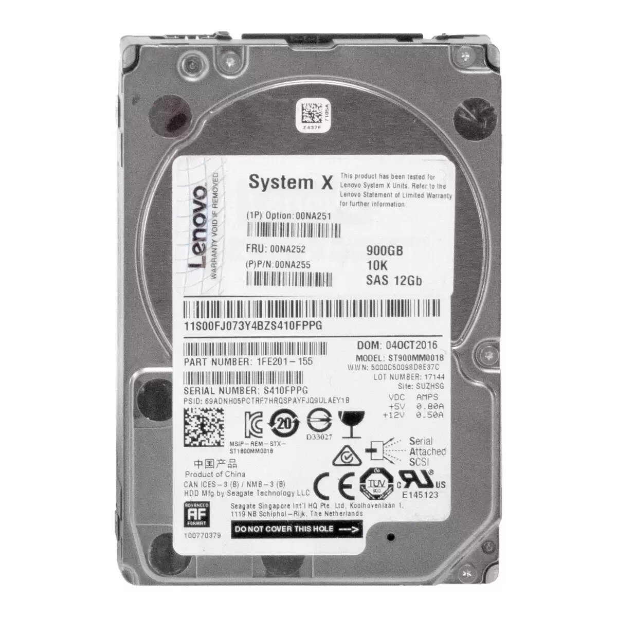 Lenovo 00NA251 900GB SAS 12Gb/s 10000RPM (512e) 2.5inch Internal Hard Drive