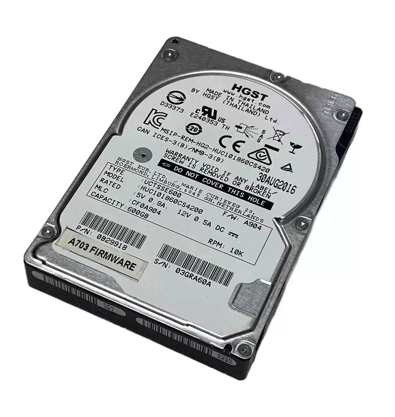 HGST 0B29918 Ultrastar C10K1800 600GB SAS 12Gb/s 10000RPM 128MB Cache (ISE / 4Kn) 2.5-inch Internal Hard Drive