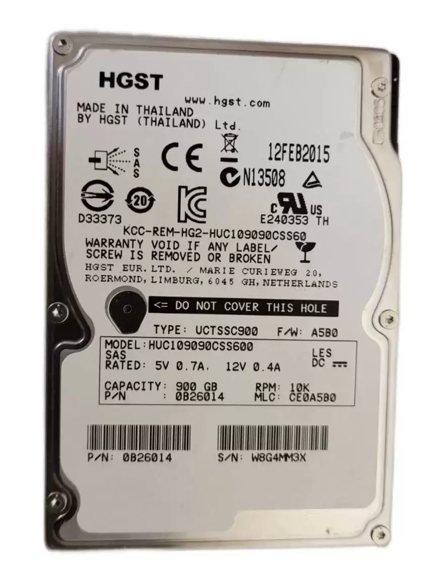 HGST 0B26014 Ultrastar C10K900 900GB SAS 6Gb/s 10000RPM 64MB Cache 2.5-inch Internal Hard Drive