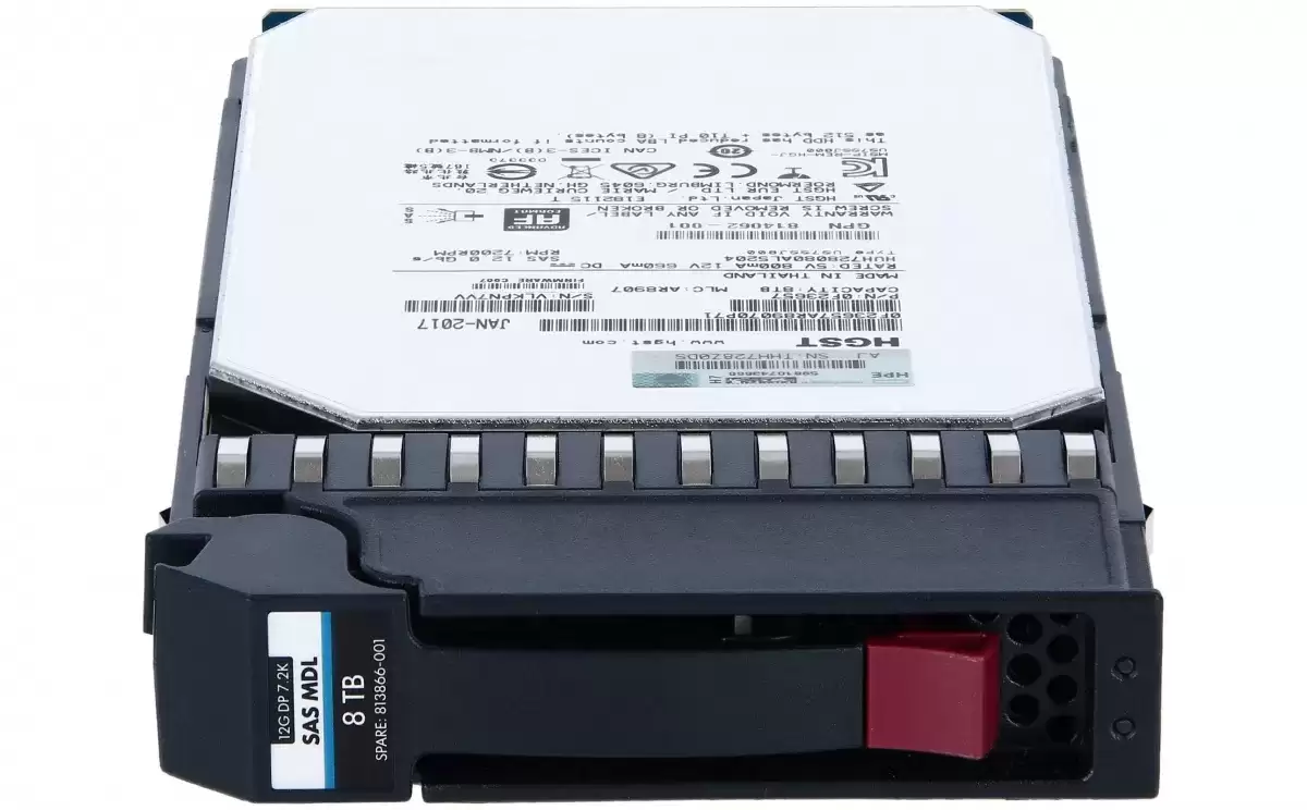 HPE 814062-001 MSA 8TB 7200RPM 3.5inch SAS 12GB/s LFF 512e Internal Hard Drive with Tray