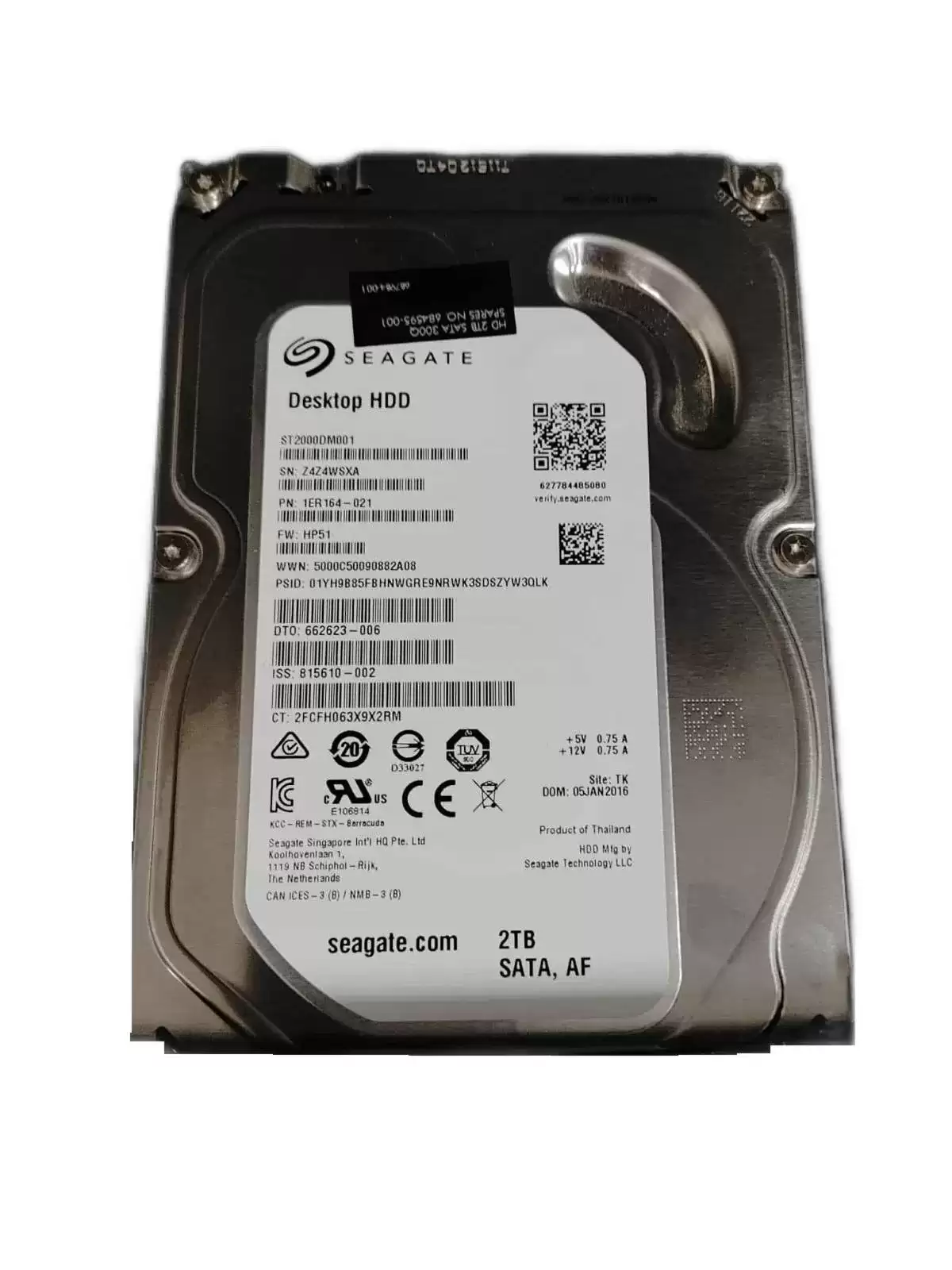 HPE 687984-001 2TB SATA 6Gb/s NCQ MidLine 7200RPM 3.5-inch Internal Hard Drive