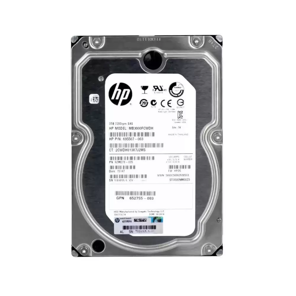 HPE 695507-003 3TB SAS 6Gb/s Dual Port Hot Swap 7200RPM 3.5-inch Internal Hard Drive