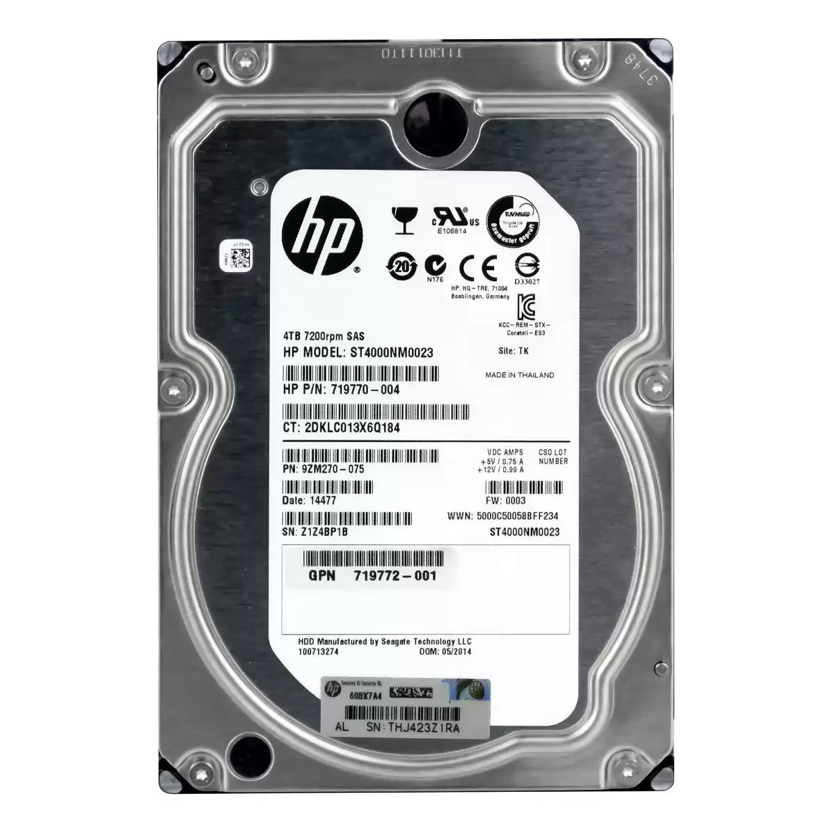HPE 719770-004 4TB SAS 6Gb/s Dual Port Midline Hot Swap 7200RPM 3.5-inch Internal Hard Drive