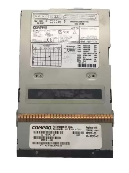 HPE 153612-005 50GB (Native) / 100GB (Compressed) AIT-2 8mm SCSI LVD External Tape Drive