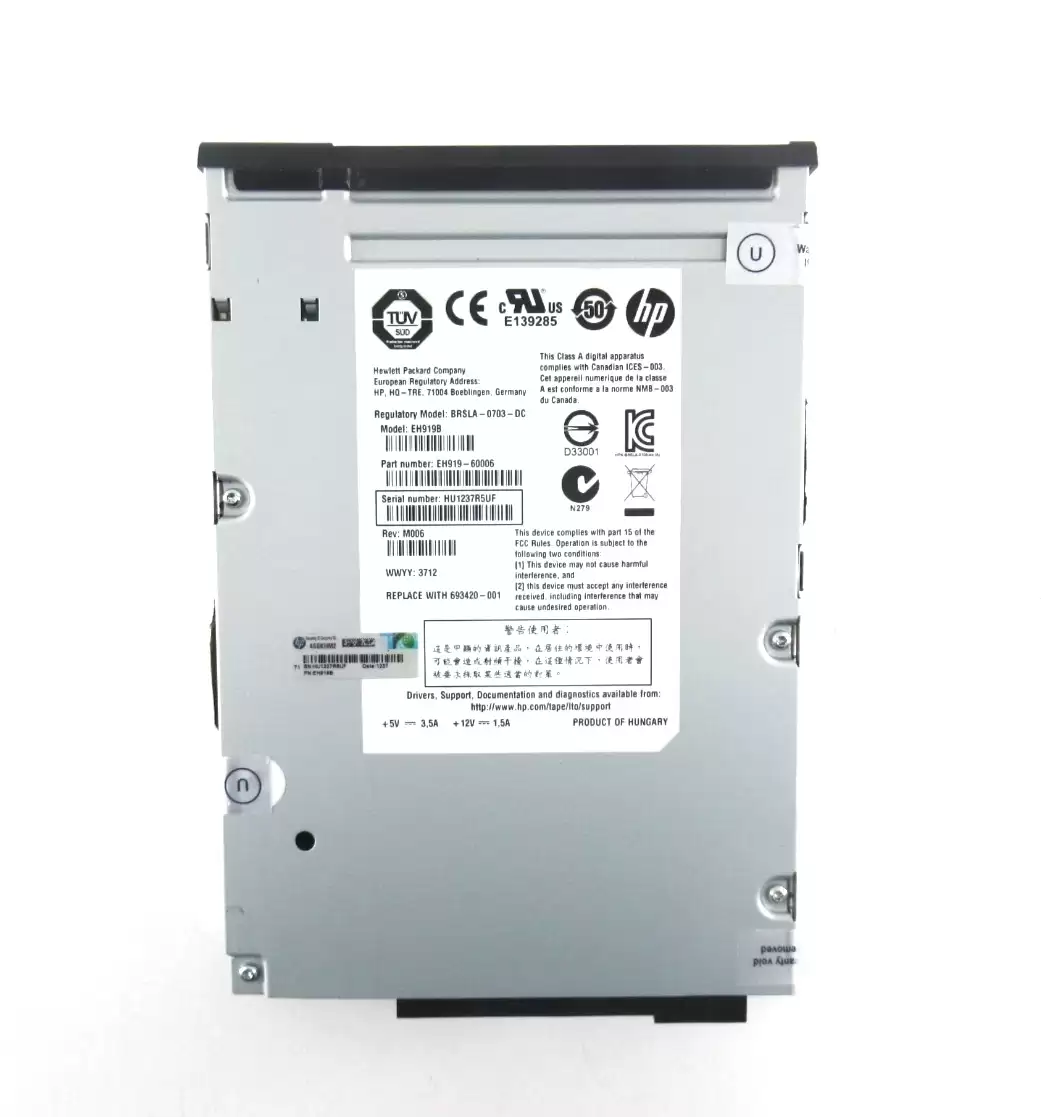 HPE 693420-001 StorageWorks 1760 800GB (Native) / 1600GB (Compressed) LTO-4 SAS Internal Tape Drive