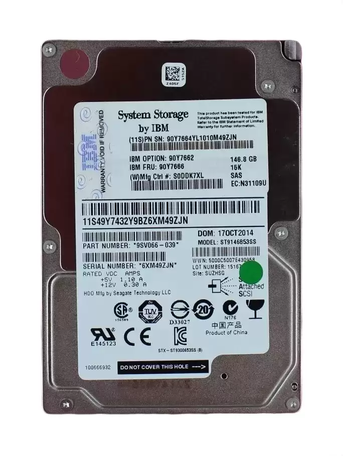 IBM 90Y7666 146GB SAS 6Gb/s 15000RPM 2.5inch Internal Hard Drive with Tray