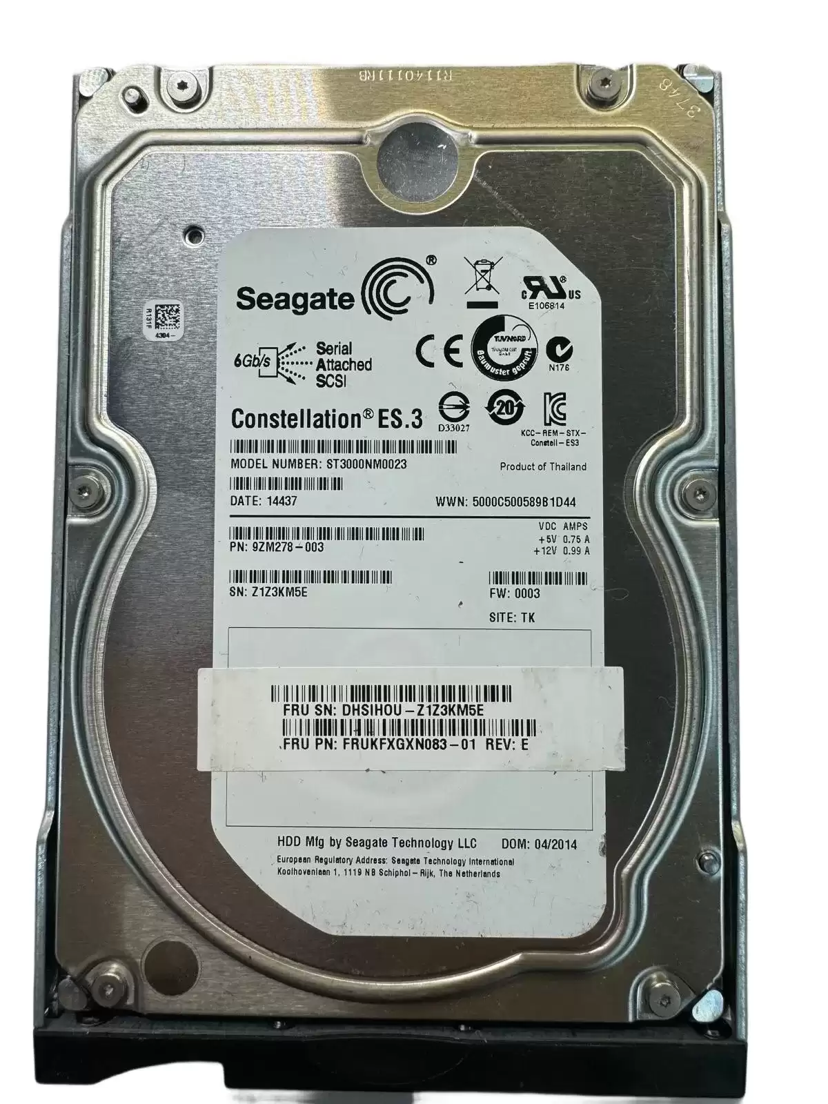 Seagate 9ZM278-003 Constellation ES.3 3TB SAS 6Gb/s 7200RPM 128MB Cache (512n) 3.5-inch Internal Hard Drive