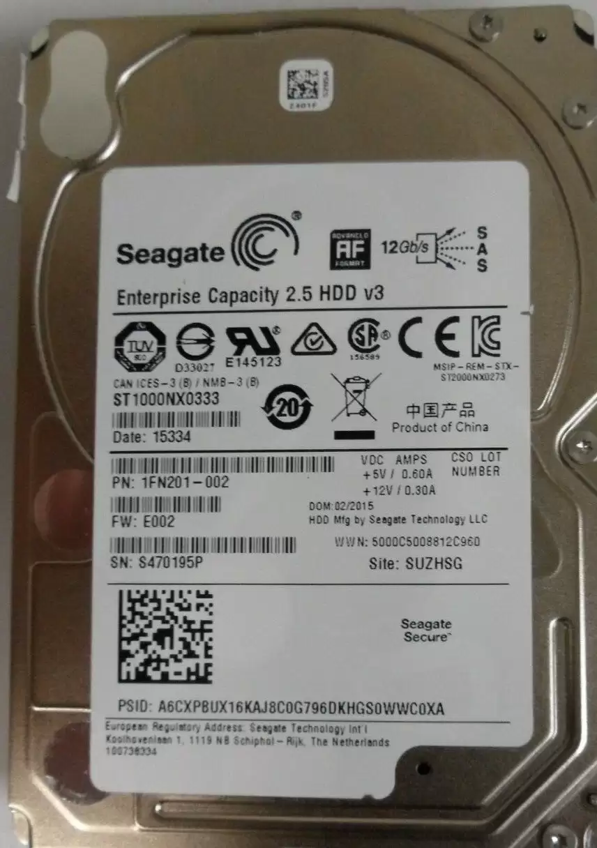 Seagate 1FN201-002 Exos 7E2000 Enterprise 1TB SAS 12Gb/s 7200RPM 128MB Cache (512e) 2.5-inch Internal Hard Drive