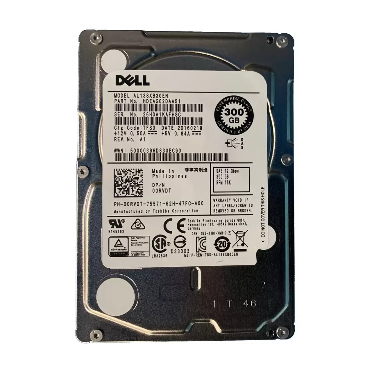 Toshiba AL13SXB30EN Enterprise Performance 300GB SAS 12Gb/s 15000RPM 128MB Cache (512n) 2.5-inch Internal Hard Drive