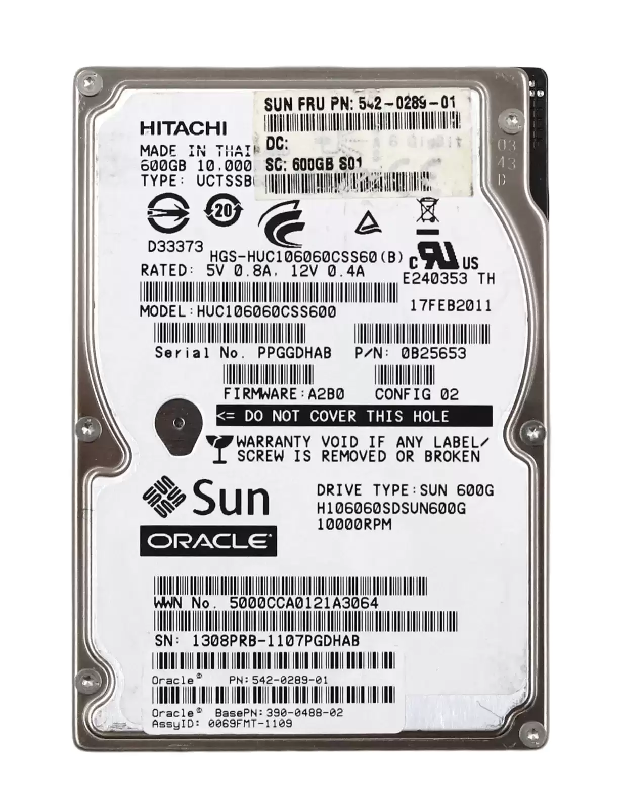 HGST 0B25653 Ultrastar C10K600 600GB SAS 6Gb/s 10000RPM 64MB Cache 2.5-inch Internal Hard Drive