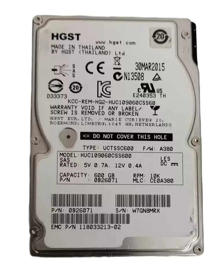 HGST 0B26021 Ultrastar C10K900 600GB SAS 6Gb/s 10000RPM 64MB Cache 2.5-inch Internal Hard Drive