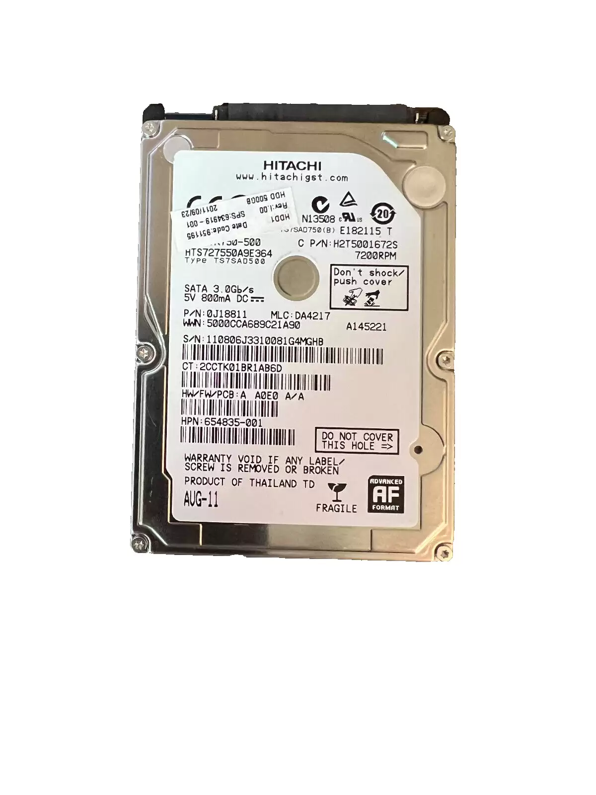HPE 634919-001 500GB 7200RPM SATA 3Gb/s 2.5inch Laptop Internal Hard Drive