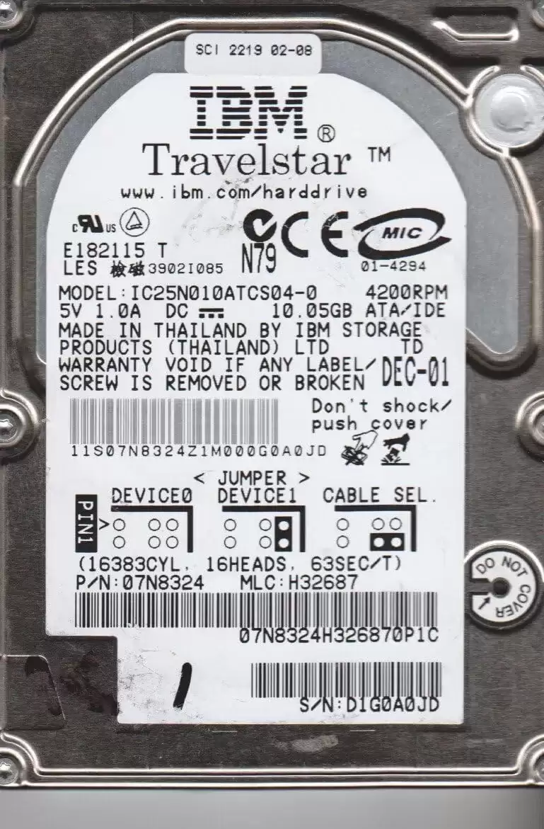 IBM 07N8324 10GB IDE 2.5inch Internal Hard Drive
