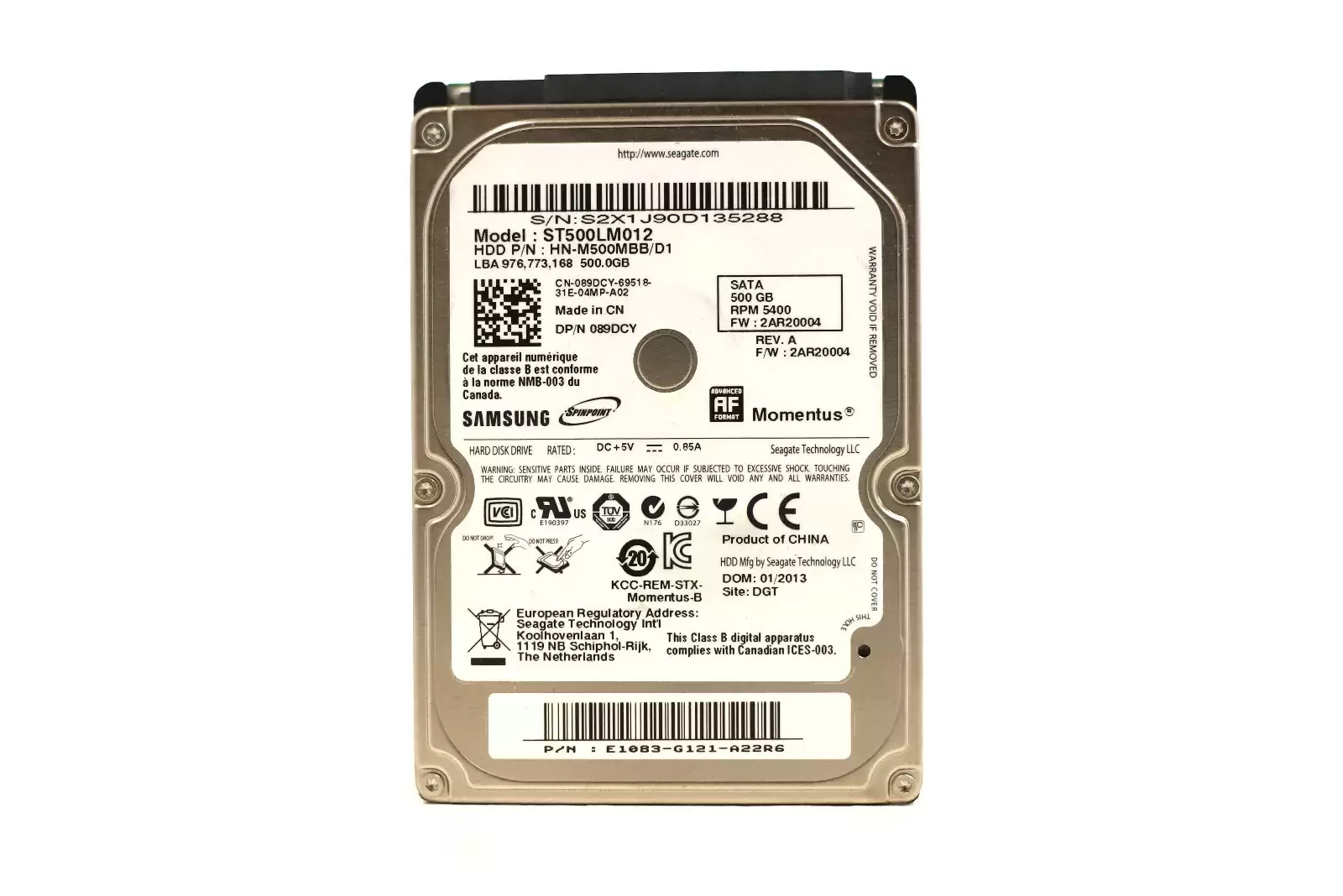 Seagate ST500LM012 Momentus 500GB SATA 3Gb/s 5400RPM 8MB Cache 2.5-inch Internal Hard Drive