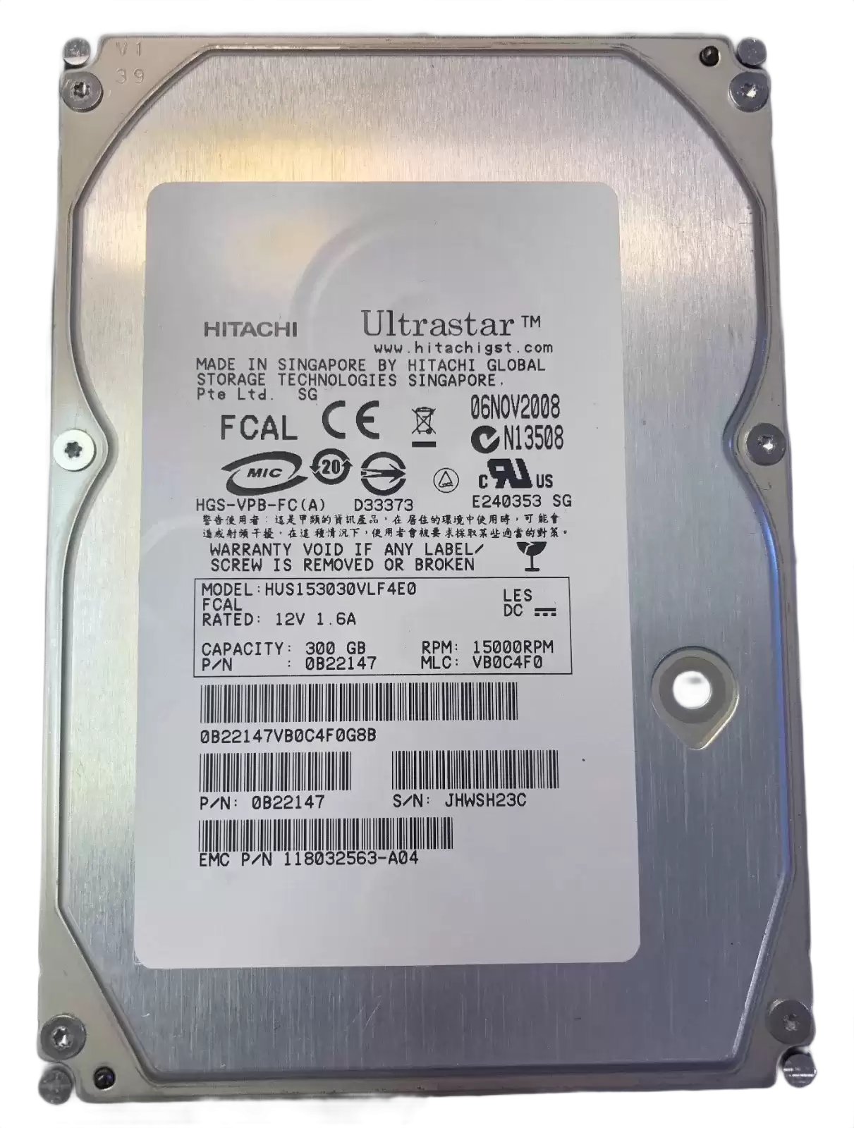 HGST HUS153030VLF4E0 Ultrastar 15K300 300GB Fibre Channel 4Gb/s 15000RPM 16MB Cache 3.5-inch Internal Hard Drive