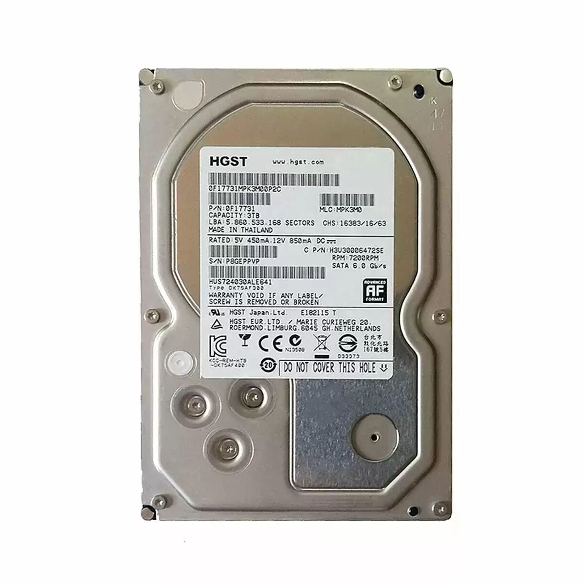 HGST HUS724030ALE641 Ultrastar 7K4000 3TB SATA 6Gb/s 7200RPM 64MB Cache (BDE / 512e) 3.5-inch Internal Hard Drive