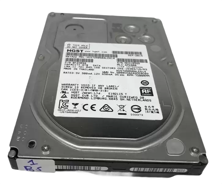 Hitachi HUS726060ALE614 Ultrastar 7K6000 6TB SATA 6Gb/s 7200RPM 128MB Cache (SE / 512e) 3.5inch Internal Hard Drive