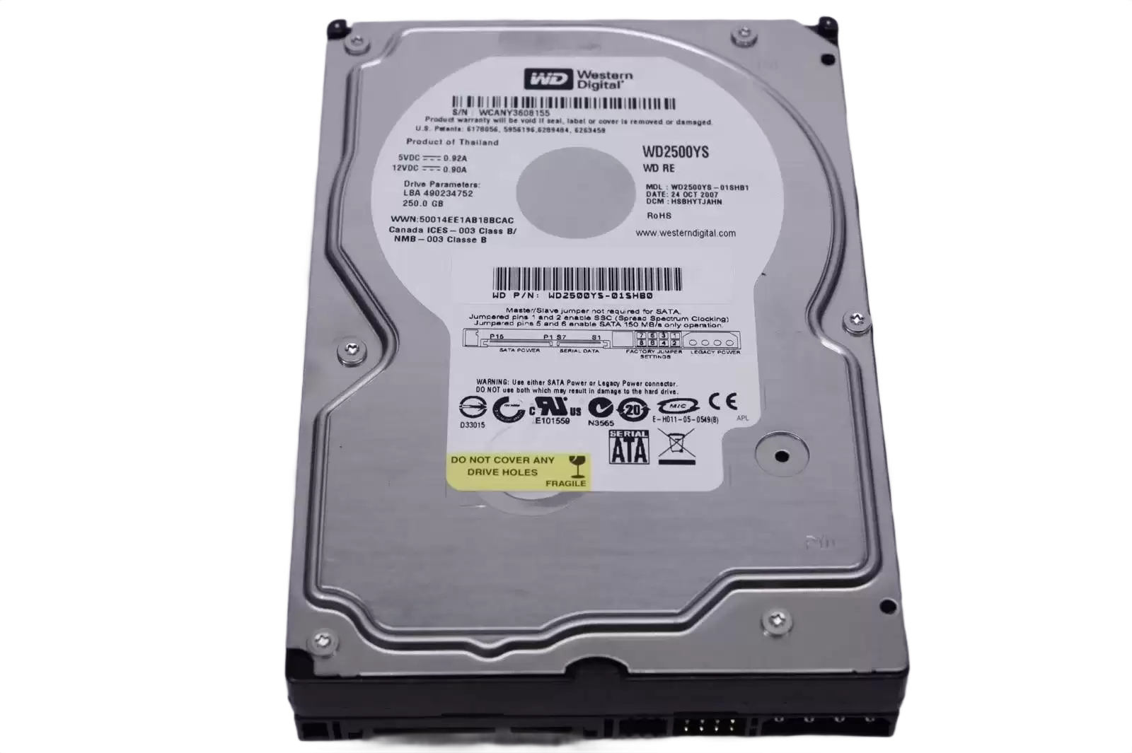 Western Digital WD2500YS-01SHB0 RE 250GB SATA 3Gb/s 7200RPM 16MB Cache 3.5-inch Internal Hard Drive