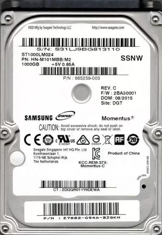 Seagate ST1000LM024 Momentus 1TB SATA 3Gb/s 5400RPM 8MB Cache 2.5-inch Internal Hard Drive