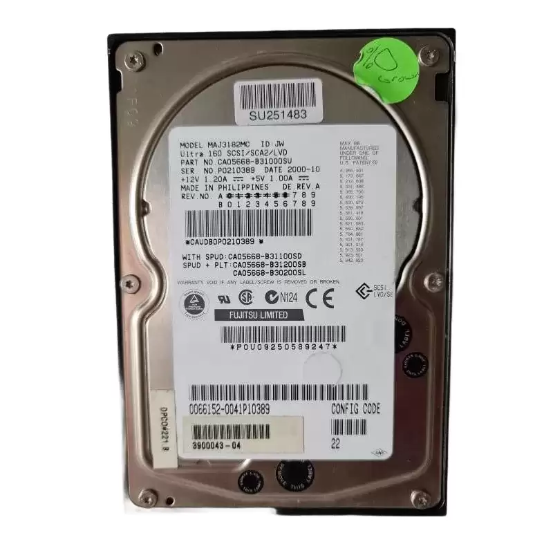 Sun 390-0043 18.2GB 10000RPM Ultra160 SCSI LVD 80Pin 3.5inch Internal Hard Drive