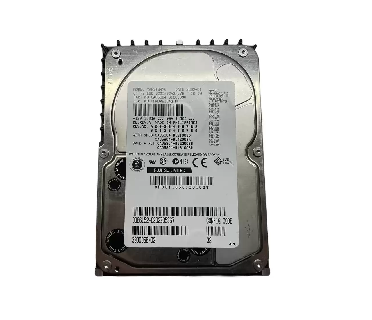 Sun 390-0066 18.2GB 10000RPM Ultra160 SCSI LVD 80Pin 3.5inch Internal Hard Drive