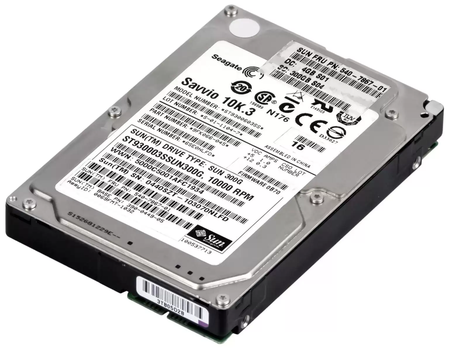 Sun ST930003SSUN300G 300GB SAS 6Gb/s 10000RPM 16MB Cache 2.5inch Internal Hard Drive with Tray