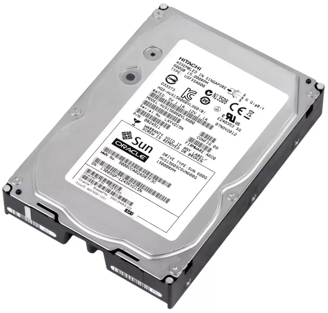 Sun HUS1560SCSUN600G 600GB SAS 6Gb/s 15000RPM 64MB Cache 3.5inch Internal Hard Drive with Tray
