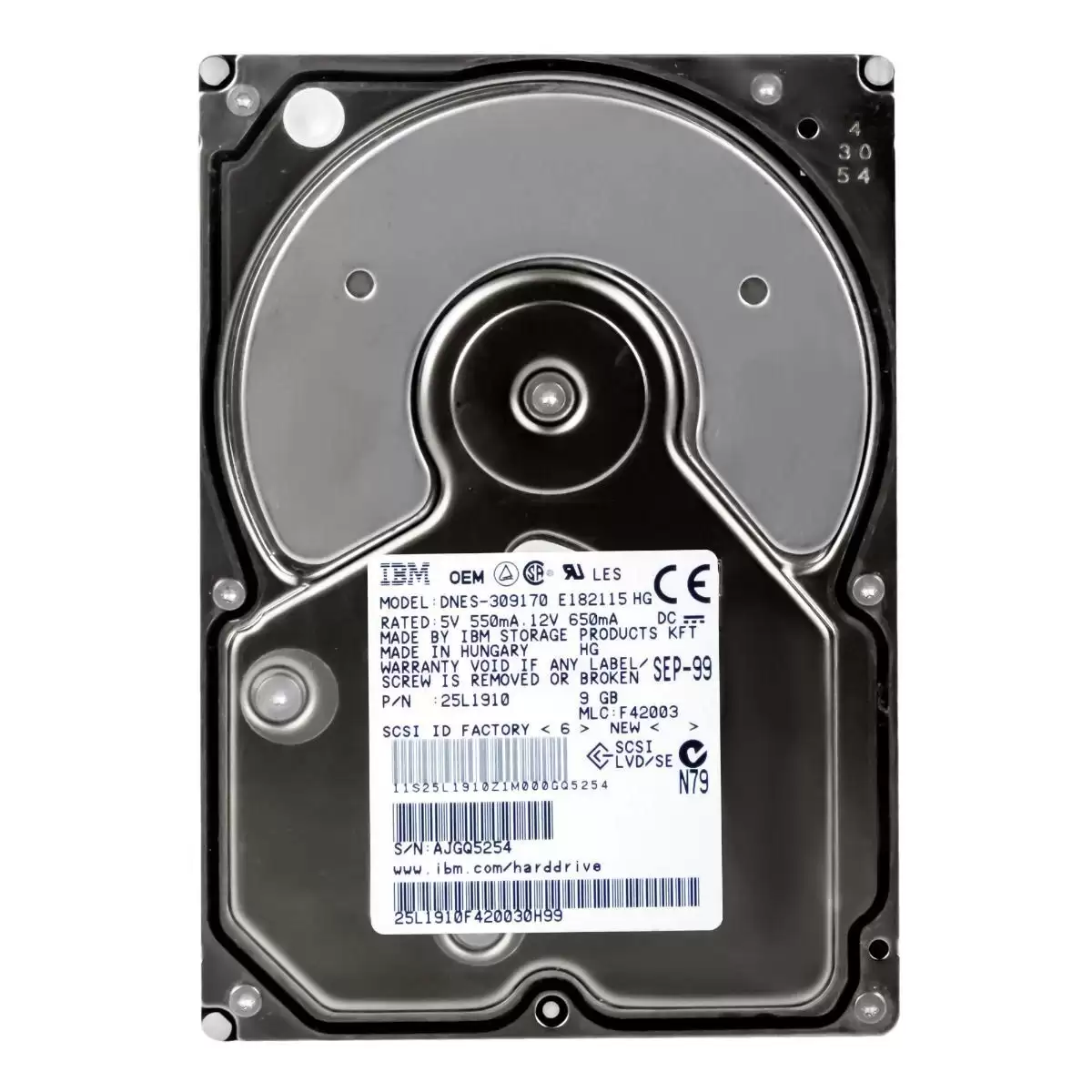 IBM DNES-309170 Ultrastar 18ES 9.1GB Ultra SCSI 7200RPM 3.5inch Internal Hard Drive