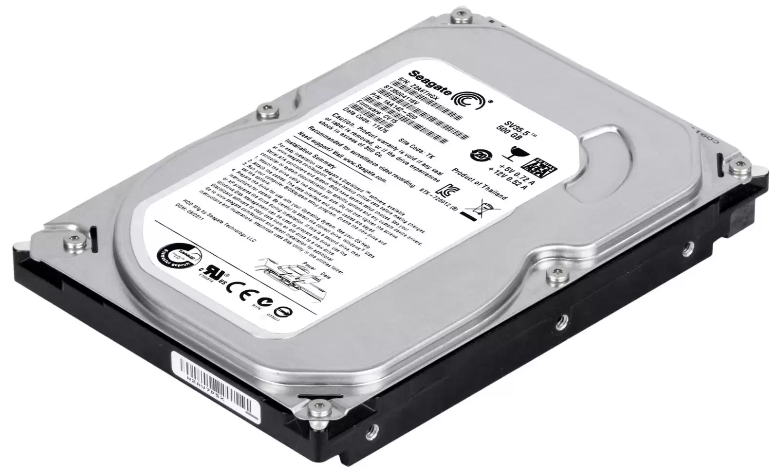 Seagate ST3500411SV SV35.5 Series 500GB SATA 6Gb/s 7200RPM 16MB Cache 3.5-inch Internal Hard Drive