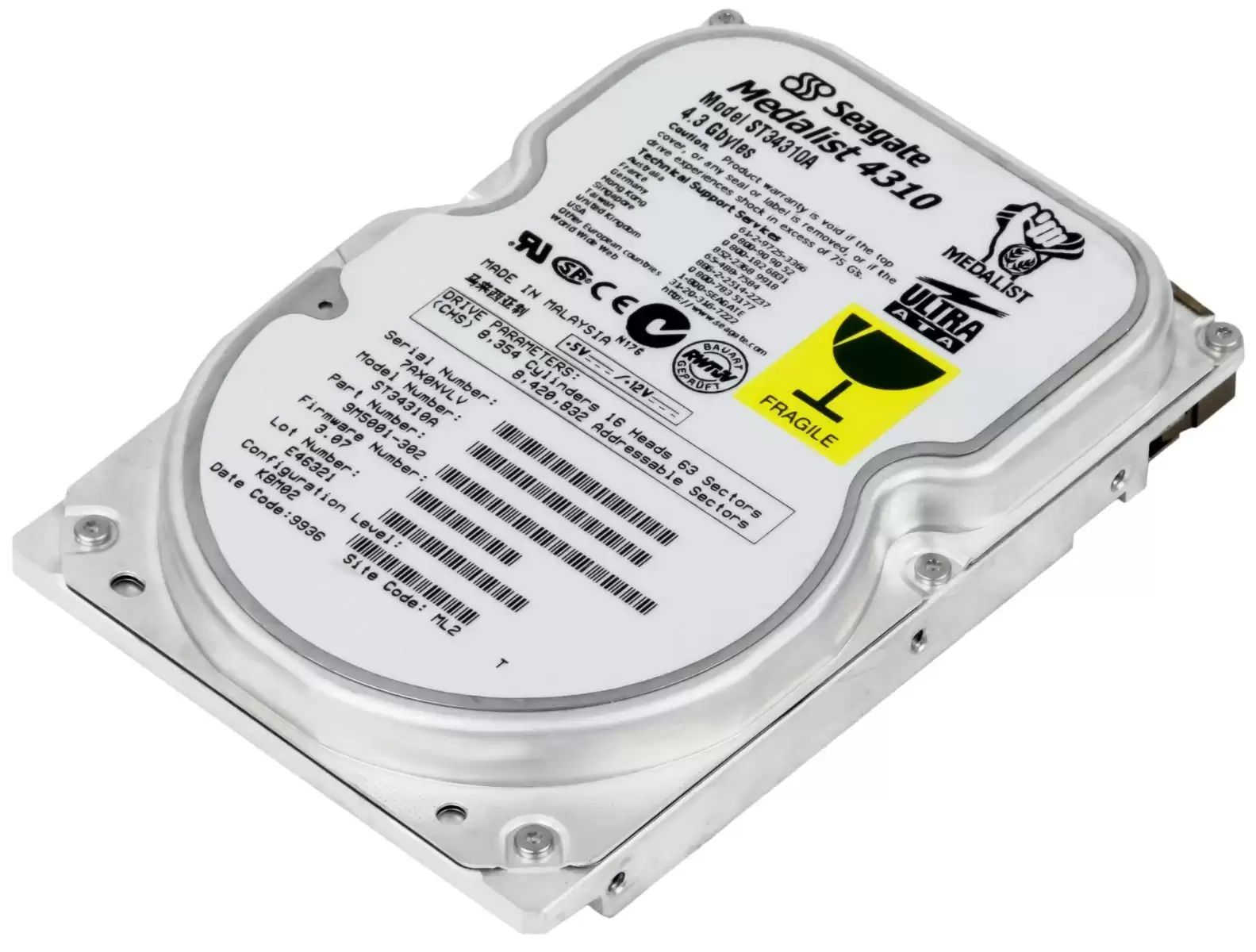 Seagate ST34310A Medalist 4310 4.3GB ATA/33 5400RPM 512KB Cache 3.5-inch Internal Hard Drive