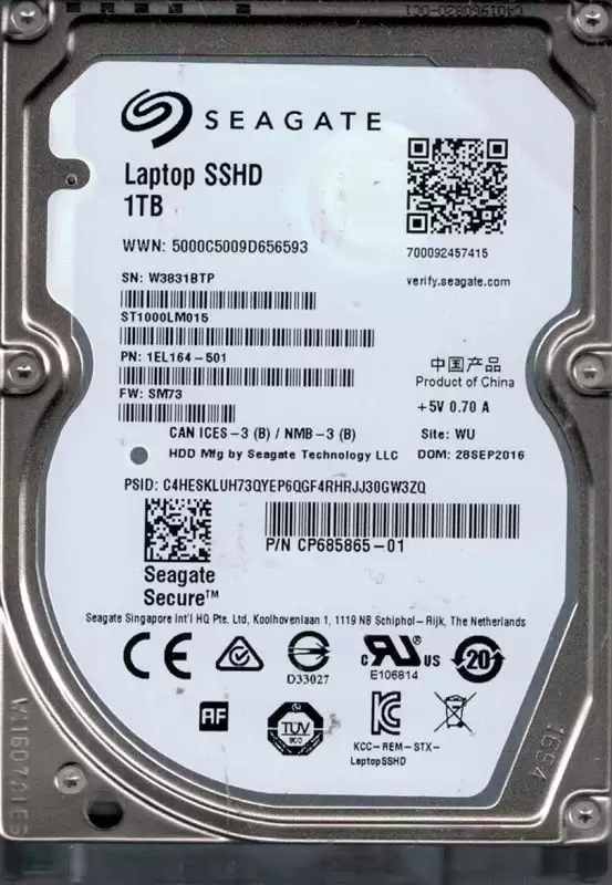 Seagate ST1000LM015 Laptop SSHD 1TB SATA 6Gb/s 5400RPM 64MB Cache (SED) 2.5-inch Internal Hard Drive