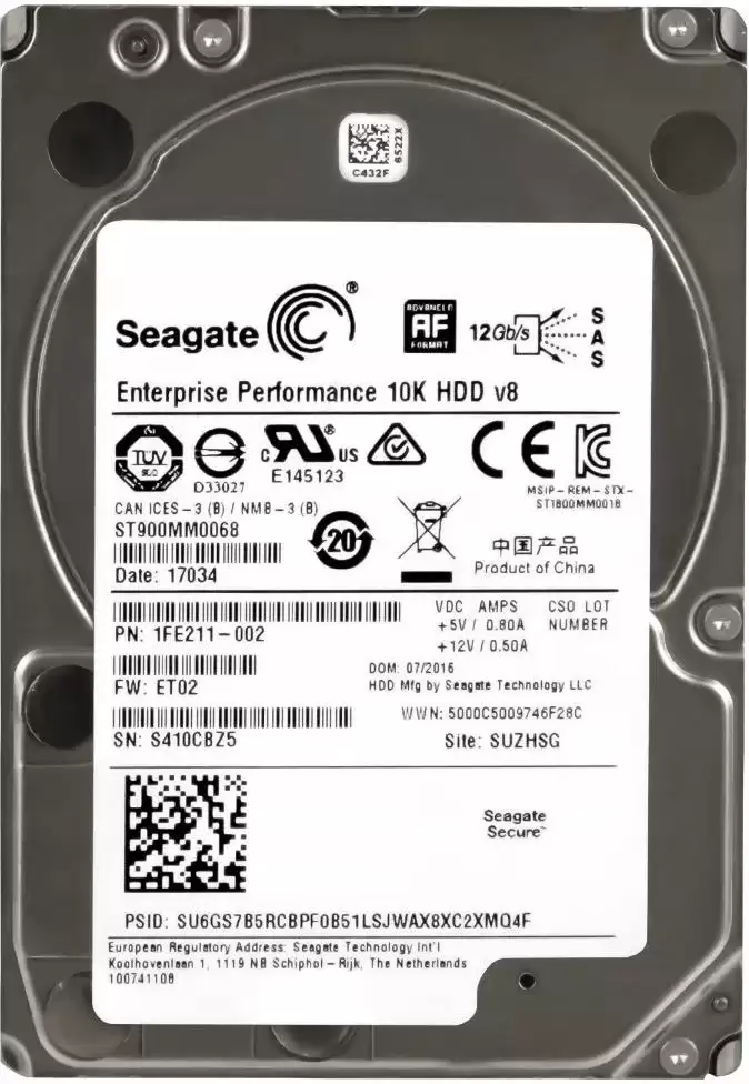 Seagate ST900MM0068 Enterprise Performance 10K.8 900GB SAS 12Gb/s 10000RPM 128MB Cache 2.5-inch Internal Hard Drive