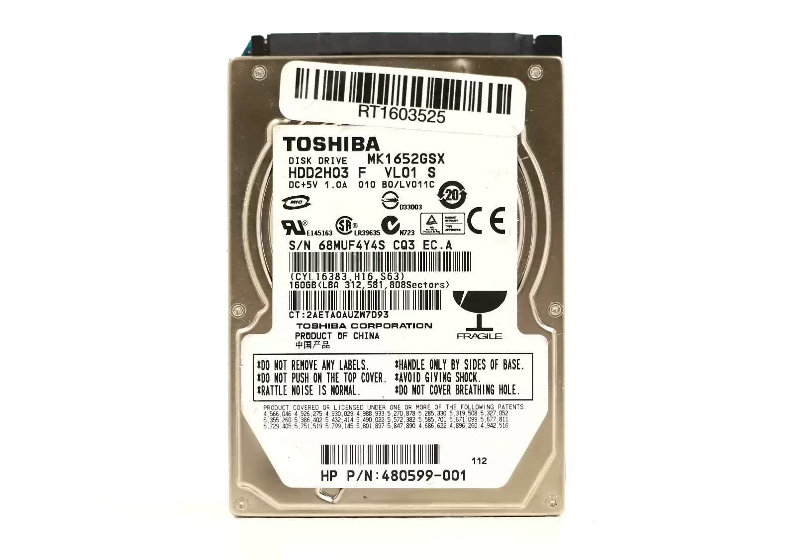 HPE 480599-001 160GB SATA 1.5Gb/s 5400RPM 8MB Cache 2.5-inch Internal Hard Drive